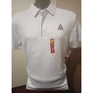 New Reebok Performance Polo Shirt White Golf Moisture Management Men's Medium M